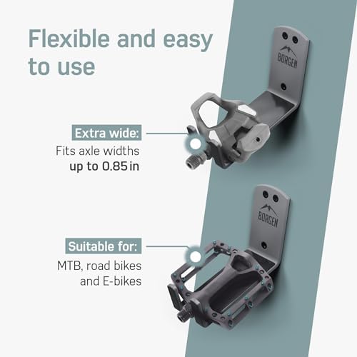 Borgen Wall Mount Pedal Hook for E-Bike & MTB - Grey - Set of 3 - Image 6