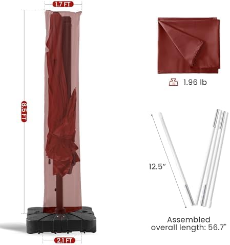 Cantilever Patio Umbrella Cover with Zipper and Rod - Image 4