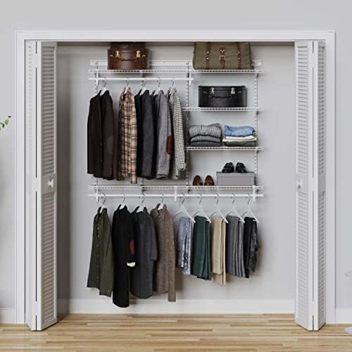 ClosetMaid ShelfTrack Wire Closet Organizer System, Adjustable from 5 to 8 Ft., With Shelves, Clothes Rods, Hardware, Durable Steel, White - Image 2