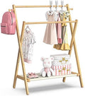 BAMBOOHOMIE Kids Clothing Rack, Small Clothes Rack for Toddler Pets, Kids Dress Up Rack with Storage Shelf & Double Rods, Foldable Kids Clothes Rack for Nursery Child's Room (Regular Size) by BAMBOOHOMIE