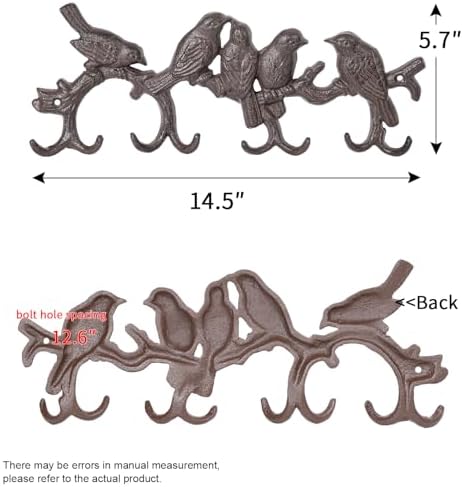 Sungmor Vintage Cast Iron Birds Coat Hook with 8 Hooks - Image 4