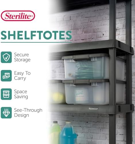 Sterilite 18-Pack Plastic Storage Bins w/ Lids, Shelf Totes Clear Containers, 25 Qt, Gray - Image 4
