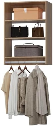 ROOMTEC 28.5" Medium Hanging Closet Unit, Modular Closet System with Hanging Rod, Wardrobe Organizer for Bedroom or Walk-in Closet, Wall Mounted, Customizable Clothes Storage Unit, Wood by ROOMTEC