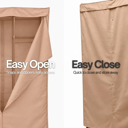 Formosa Covers Portable Garment Rolling Rack Cover - Protect Your Clothes from Dust Keep Your Room Looking Organized in Beige Khaki (Cover Only) (36" W x 18" D x 68" H) - Image 4