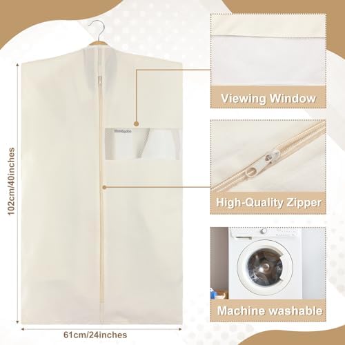 Aliceset 6 Pcs 40 Inches Cotton Garment Bags for Hanging Clothes - Image 2