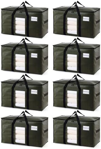 TAILI 8 Pack Green Extra Large Moving Bags,Storage Bag with Visible Window by TAILI