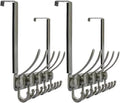 Dseap Over The Door Hook Hanger - Fits 1 3/8" to 1 3/4" Standard Doors | 5 Tri Hooks Heavy Duty Towel/Coat Rack | Door Organizer for Clothes, Jackets, Hats, Towels, Grey, Pack of 2 by Dseap