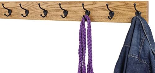 PegandRail Oak Wall Mounted Coat Rack with Bronze Hooks 4.5" Ultra Wide (Golden Oak, 36" x 4.5" with 7 Hooks) - Image 2