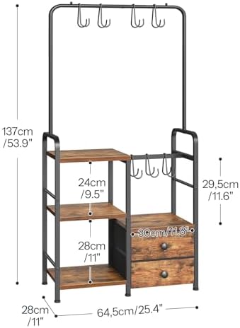 HOOBRO 3-Tier Tall Purse Organizer with Hooks & Drawers - Image 3