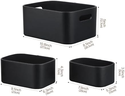 HofferRuffer Faux Leather Storage Baskets Bins with Velvet Lining for Organizing, Storage, Gifts, Set of 3 Nesting Shelf Baskets Decorative Storage Boxes for Home Organization (Black) - Image 2