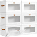 DIMJ Storage Bins with Lids - 6 Pack Large Fabric Closet Organizer with Window & Handles, Collapsible Decorative Storage Boxes for Shelves Under Bed, Books Clothes Blankets Sweaters Organization by DiMJ