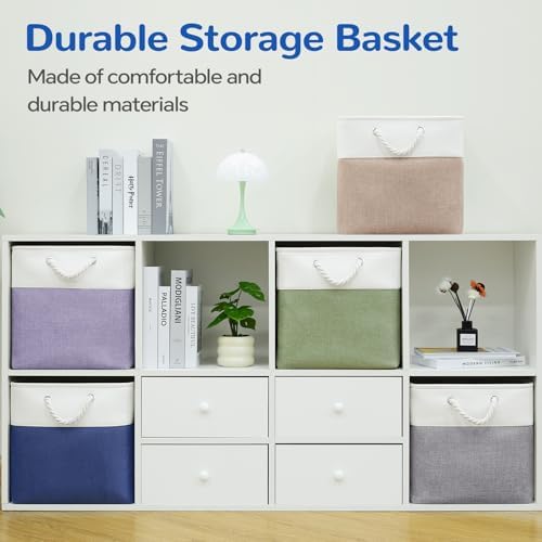 13x13 Inch Foldable Fabric Cube Storage Bins with Handles 6 Pack - Image 6