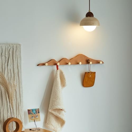 Wall Coat Rack Cherry Wood 6 Hooks - Image 6