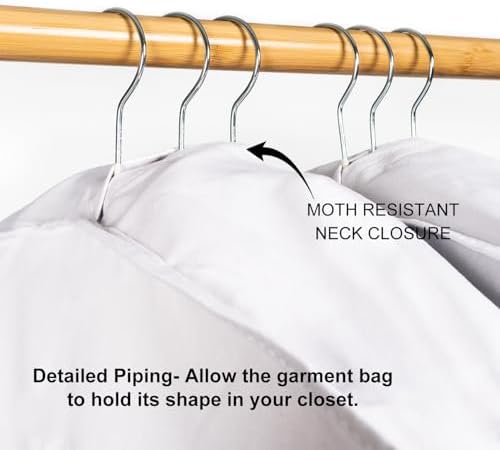 2PC Luxury 48'' Organic Cotton Garment Storage Bag for Hanging Clothes | 8 Cedar Blocks for Fresh Smell| Breathable Garment Bag for Hanging Clothes for Closet Best for Suit, Sweater, Short Dress, Gown - Image 5