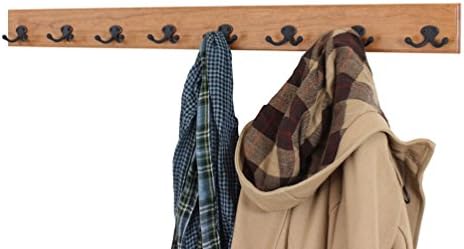 PegandRail Solid Cherry Wall Mounted Coat Rack - Oil Rubbed Bronze Double Style Coat Hooks - Made in The USA (Cherry,20" x 3.5" with 4 Hooks) - Image 5