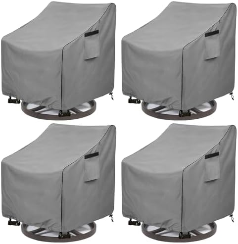 okcool Patio Swivel Chair Cover 4 Pack,Waterproof Heavy Duty Outdoor Chair Covers,Outdoor Swivel Chair Cover for Patio Furniture Covers(33 W x 35 D x 38.5 H inches),Grey by Okcool