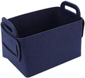 Storage Basket Felt Storage Bin Collapsible& Convenient Box Organizer with Carry Handles for Office Bedroom Closet Babies Nursery Toys Laundry (Navy Blue, 17.9inch（L）×12.2inch（W）×11.6inch（H）) by Unknown