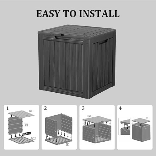 Outdoor Storage Box, 31 Gallon Deck Box Indoor and Outdoor Use, Waterproof Resin Storage Bin for Package Delivery, Patio Cushions, Gardening Tools, Lockable, UV Resistant, Black - Image 6