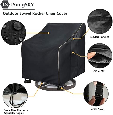 Outdoor Swivel Rocker Chair Cover 2 Pack,Patio Swivel Chair Covers For Outdoor Furniture,Rocking Chair Covers Waterproof (27.5W x 32.5D x 39H Inch)Black - Image 4