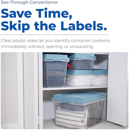Hefty 6 Pack Lift Off Storage Bin with Lid, 32 Quart, Smoke Blue - Image 5
