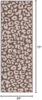 Unique Loom Outdoor Safari Collection Area Rug - Leopard (2' x 6' 1" Runner, Brown/ Light Brown) - Image 2