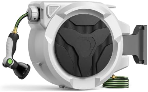100 FT x 1/2 Inch Retractable Garden Hose Reel for Garden Watering by Home