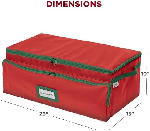 Premium Christmas Ornament Storage Box – Holds up to 72-3” Ornaments + 6 Side Slots for Figurines & Nutcrackers – Holiday Decoration Organizer – Durable 600D Red Canvas - Image 7