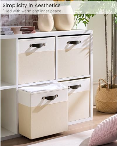 Cube Storage Bins | 11.8"x11.8"x9.8", Beige & White, 6 Pack - Image 2