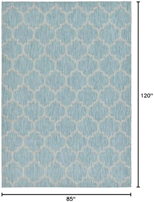 Unique Loom Outdoor Trellis Collection Area Rug (7' 1" x 10' Rectangle, Aquamarine/ Gray) - Image 2