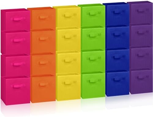 Hillban 24 Pcs Storage Cubes 11'' Collapsible Storage Bins Bulk, Multicolor by Hillban