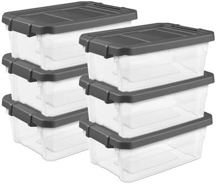 Sterilite Modular Stacker Box with Latching Lid, 16 Quart, 6-Pack by Sterilite