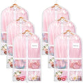 Nuenen 6pcs Garment Bags for Dance Costume Clothing Bags Hanging Clothes Clear Dance Garment Carrier for Dancers with 5 Zipper Pockets Closet Hanging Clothes Cover (White,40 Inch) by Nuenen