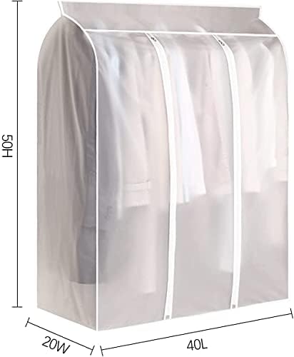 2 Pcs 50'' Garment Rack Cover, Dustproof Waterproof Garment Bags for Hanging Clothes Clothing Storage Bag with Zipper for Closet Storage, Hanging Shirts, Coats, Dresses, Suits, Seal Closets - Image 7