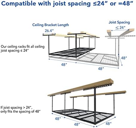 FLEXIMOUNTS 4x8 Overhead Garage Ceiling Storage Rack Organization, Black - Image 5