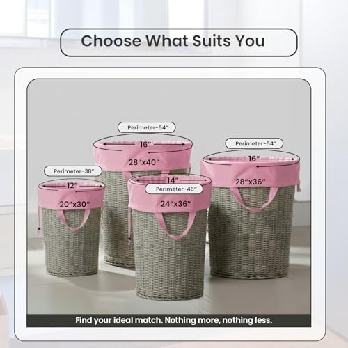 LFH Home Large Premium Cotton Rich Canvas Laundry Bag with Drawstring and Handles Heavy Duty, Multi-Use, Washable for Home, Travel, College or Storage 28x36 (Pack of 6)-Pink - Image 2