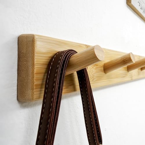 WEBI Coat Rack Wall Mounted,10 Hooks,38" Long Coat Hanger Wall Mount,Peg Rail Hat Hooks for Hanging Caps,Jacket,Clothes,Coats,Natural - Image 5