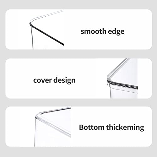 Lidded Plastic Storage Bins Set Clear Desk Basket Box Organizer Kitchen Container Clothes Laundry Closet Cabinet Shelf, Organization and Storage for Shelves Office Bathroom(clear 3XL+2M) - Image 5