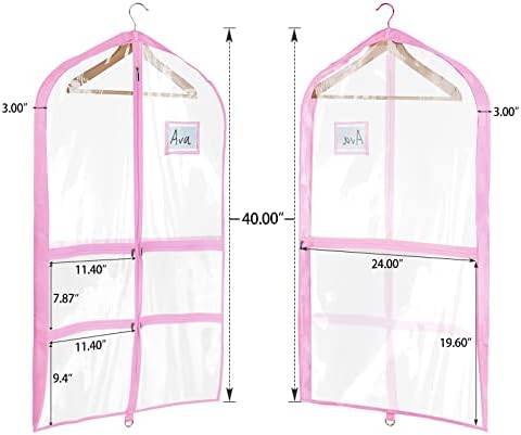 Univivi 40 Inch Dance Costume Garment Bags for Dancers, Clear Pink, 3 Pack - Image 2