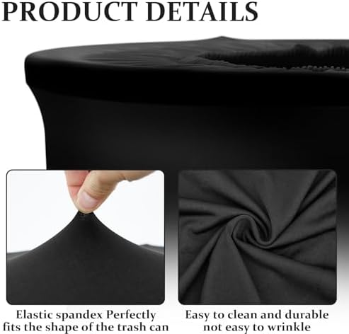 Tanlade 10 Pcs 55 Gallon Stretch Spandex Trash Can Covers Round, Black - Image 3