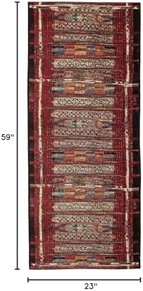 Liora Manne Marina Low Profile Durable Indoor/Outdoor Woven Rug- Tribal Stripe Red 1'11" x 4'11" - Image 3
