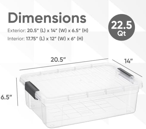 Superio Clear Storage Box with Lid, 22 Quart Plastic Container Bins for Organizing, Stackable Crate, Organizer for Home, Office, School, and Dorm - Image 2