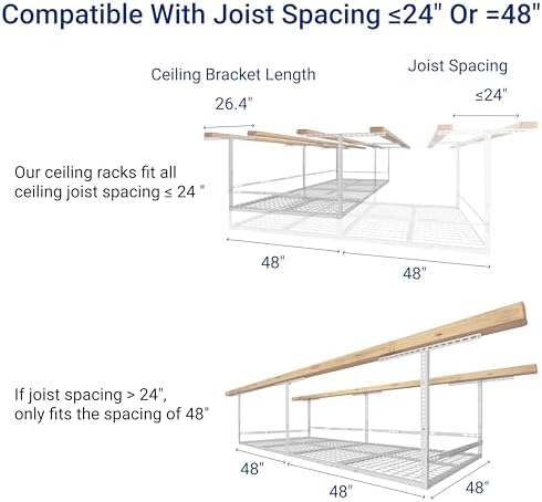 FLEXIMOUNTS 4x8ft Overhead Garage Storage Rack with Safety Rails, White - Image 7