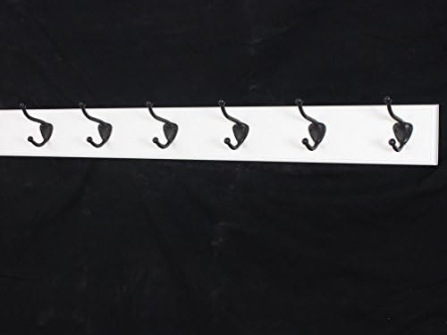 White Coat Rack with Oil Rubbed Bronze Hat & Coat Style Hooks (30.5" x 3.5" with 6 hooks) by PEG+AND+RAIL
