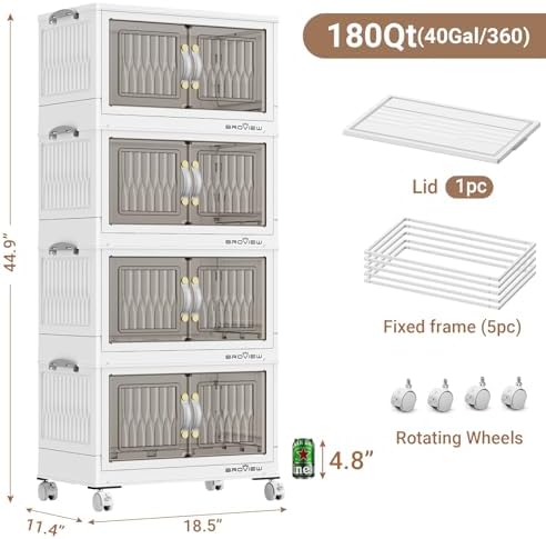 BROVIEW 180Qt Stackable Storage Bins with Lid for Home Dorm, 4Pack White - Image 2