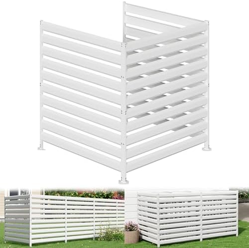 42" H x 38" W (3 Panels) Air Conditioner Fence Panels, Outdoor Privacy Screens, Pool Equipment Enclosure, Trash Can Screens Fence Kit for Outside Backyard Patio White by TaskStorz