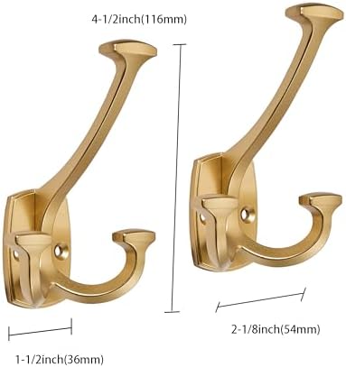 10 Pack Gold Hooks Large Wall Mounted Solid Heavy-Duty Decorative Double-Sided Matte Gold Coat Hooks for Triple Coat Hook Towels Coats Robes Towels Bag Bathroom Three Prong Coat Hook - Image 2