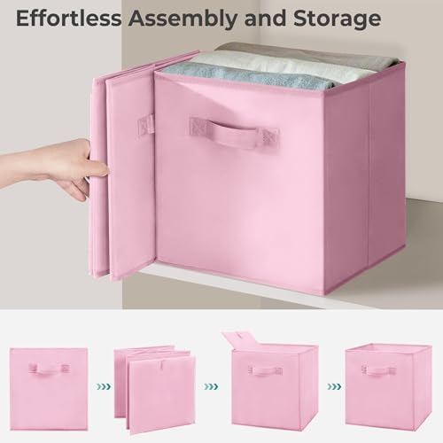 Storage Bins, 11 Inch Fabric Storage Cubes, Collapsible Cube Storage Box, Fabric Closet Organizers with Handle for Office, Closets, Bedroom, Living Room, Multi-Color, 40 Set, 8 Color - Image 6