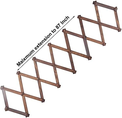SKOLOO Accordion Wall Hanger with 22 Hooks, Modern Expandable Coat Rack Hat Rack for Wall, Solid Wooden, Walnut Color - Image 6