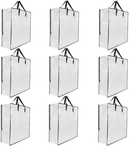 9 Pack Clear Storage Bags with Zipper and Handles, Blanket Bags For Closet Storage, Moving and Packing Supplies for College, Underbed Storage Organizer for Clothes Pillow Bedding Christmas Wreath by GONGKANGYUAN