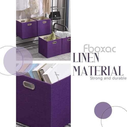 13x13x13 Inch Foldable Cube Storage Bins with Metal Handles, 4 Pack - Image 3